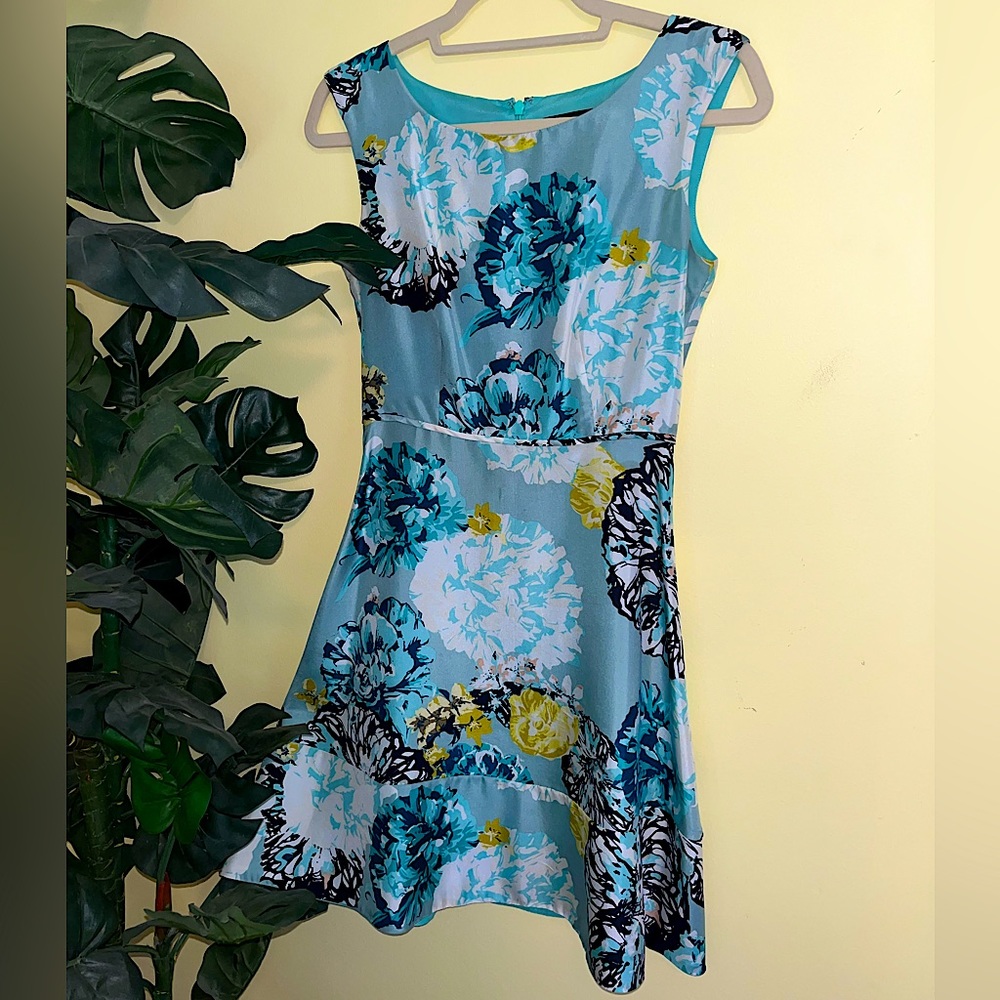 J. Crew Silk Teal Floral Mini Dress